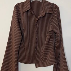 Brown Striped Women's Top